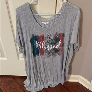 Gray 'Blessed' Graphic T-Shirt